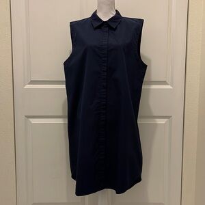 The Fisher Project Navy Blue Sleeveless Shirt Dress in 100% Organic Cotton